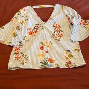 Blue floral blouse